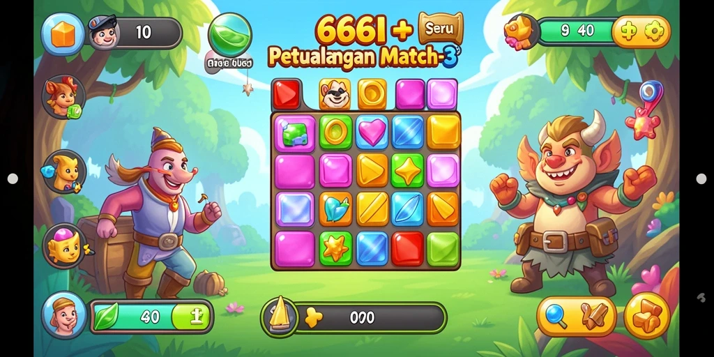 Tangkapan layar gameplay 666I yang menunjukkan aksi Match-3 yang seru.