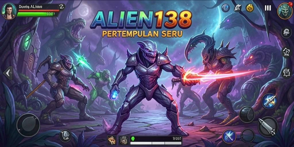 Tampilan penuh aksi gameplay ALIEN138 dengan pertempuran alien.