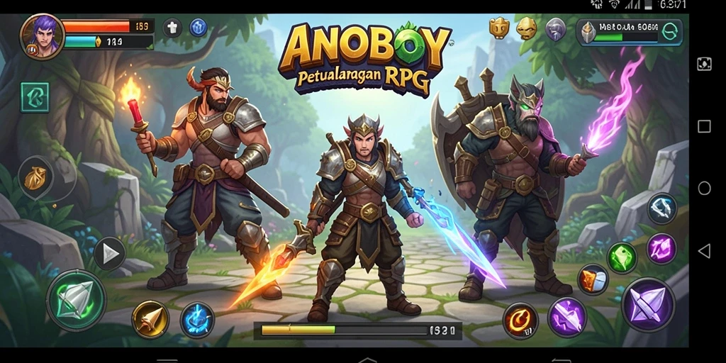 Screenshot gameplay ANOBOY yang menunjukkan aksi RPG yang seru.