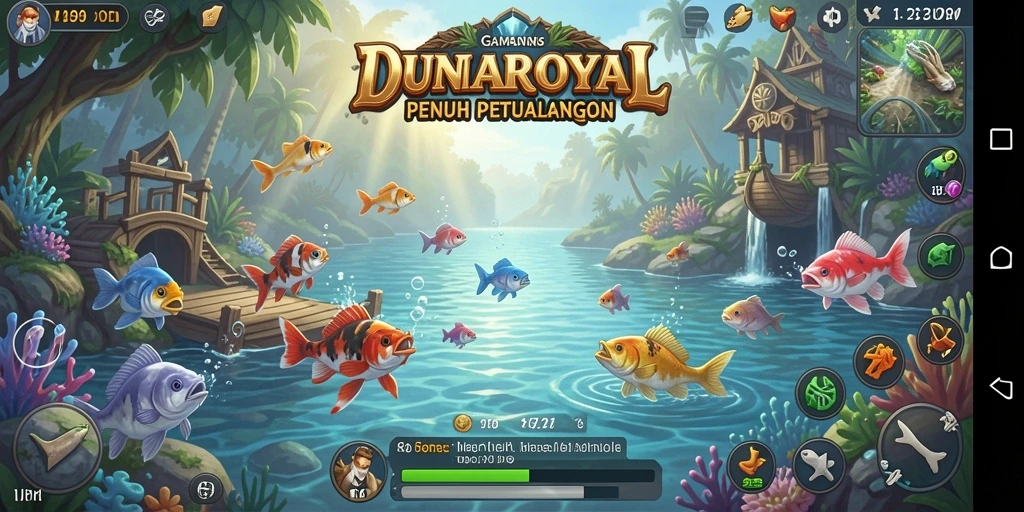 Tangkapan ikan yang spektakuler dalam gameplay DUNIAROYAL.