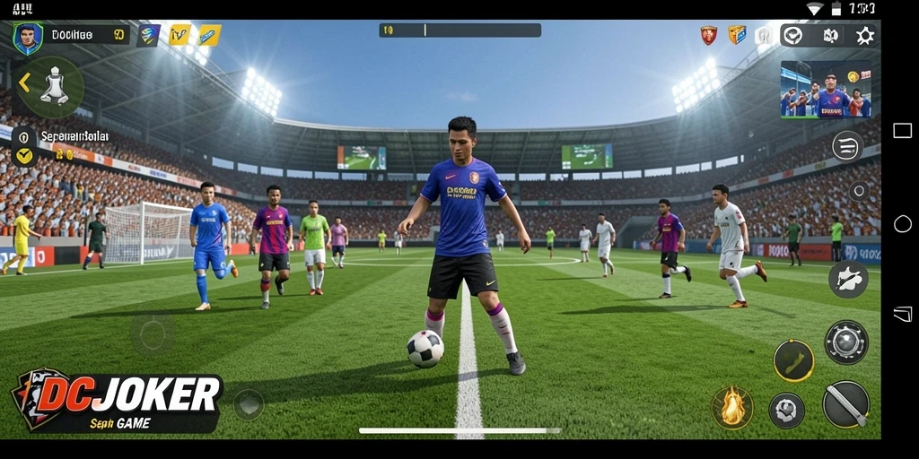 Tampilan gameplay IDCJOKER dengan aksi sepak bola yang seru.