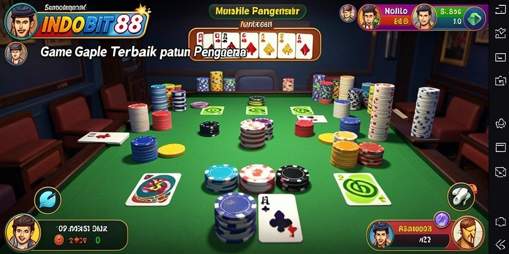 Screenshot gameplay INDOBIT88 yang menunjukkan aksi seru permainan Gaple.