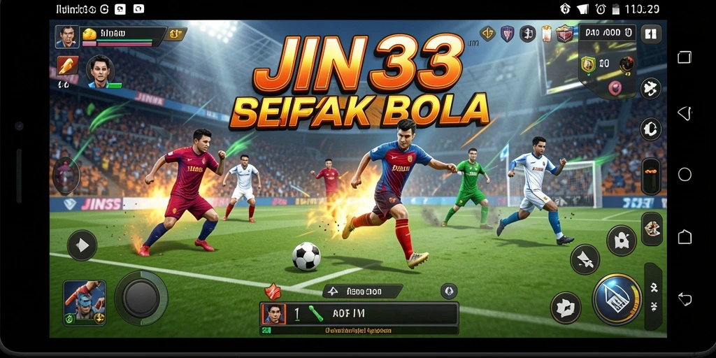 Tampilan gameplay <strong>JIN33</strong> yang menegangkan saat pertandingan sepak bola.