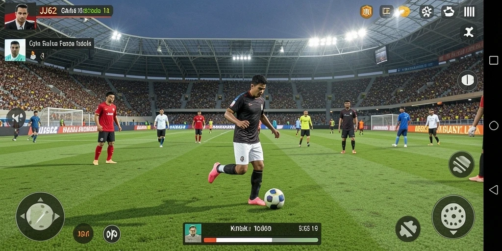 Tampilan gameplay <strong>JJ62</strong> yang memukau saat pertandingan sepak bola berlangsung.