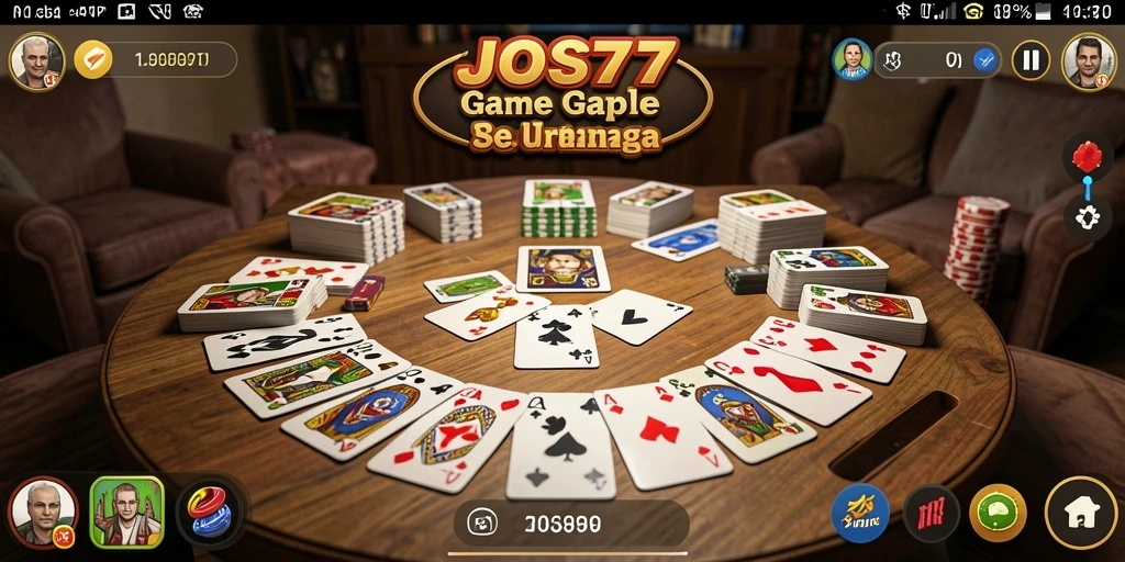 Screenshot utama JOS77 menampilkan gameplay Gaple yang menarik.