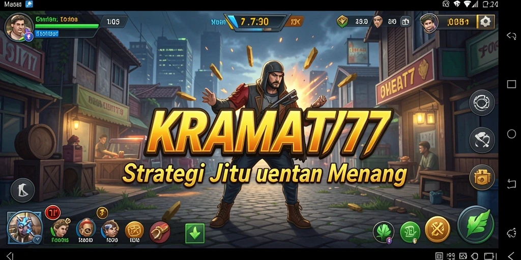 Gameplay KRAMAT77 menampilkan pertempuran strategi yang intens.