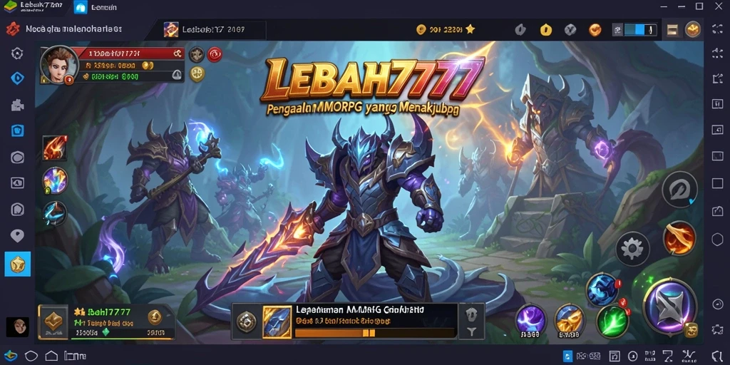 Screenshot gameplay LEBAH777 yang menunjukkan pertarungan epik di dunia MMORPG.