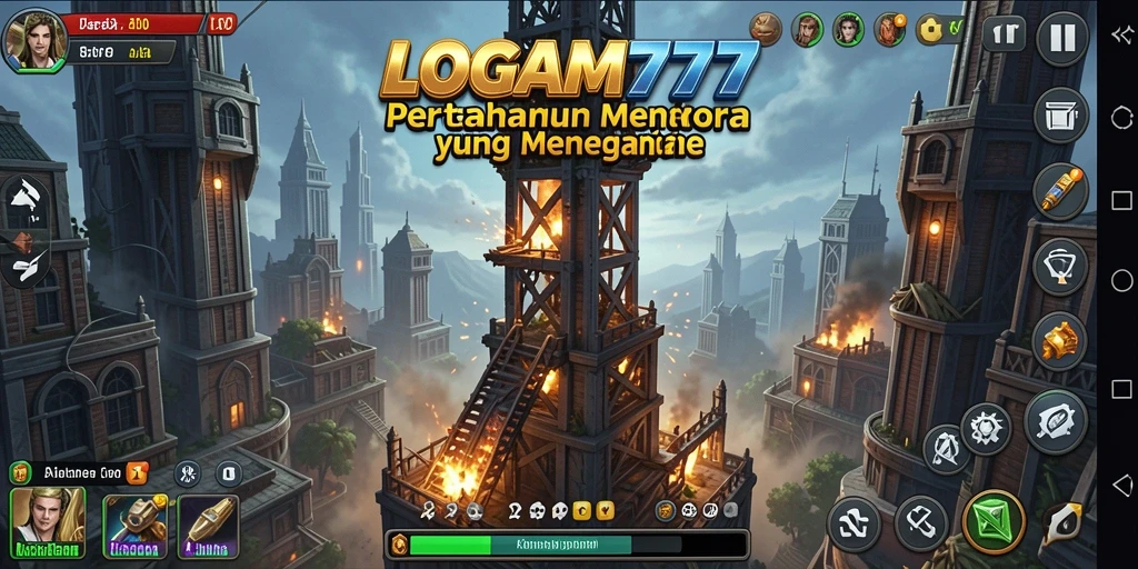 Tampilan gameplay LOGAM777 yang penuh aksi dan strategi Tower Defense.