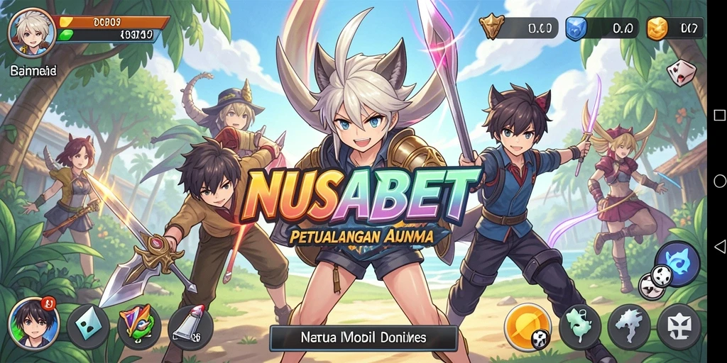 Tampilan menarik dari gameplay NUSABET yang penuh warna dan karakter Anime.
