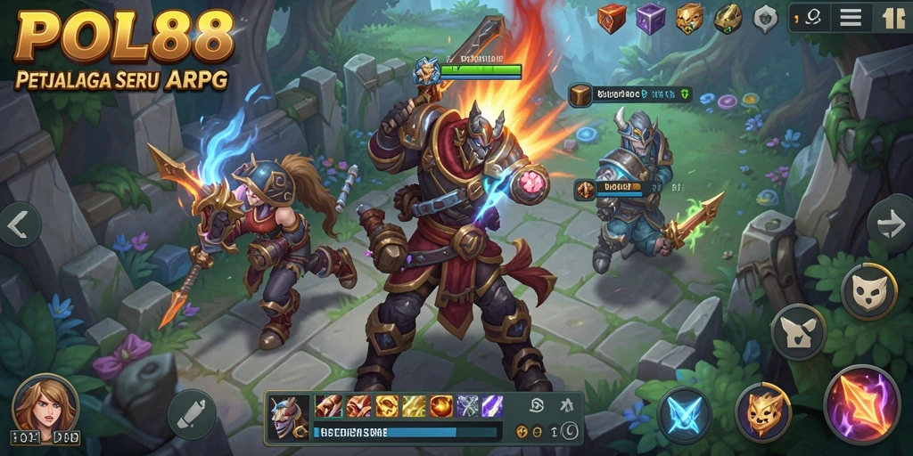 Screenshot utama POL88 menampilkan aksi seru dalam pertarungan ARPG.