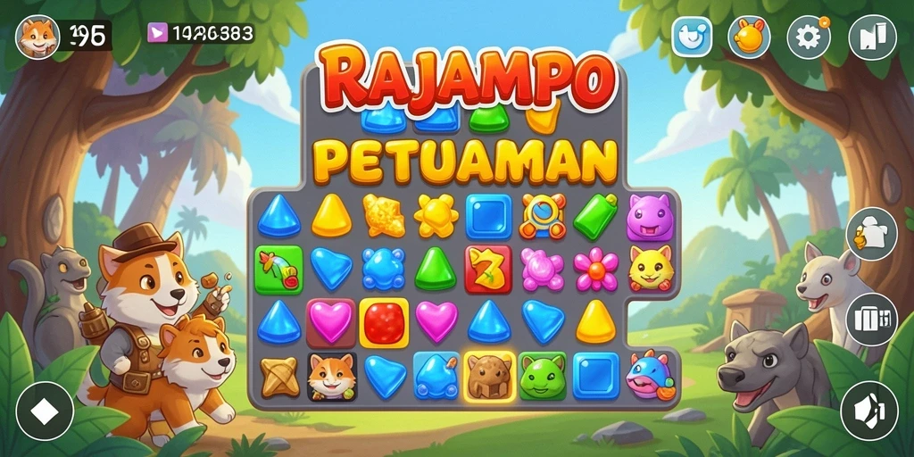 Tampilan permainan Match-3 yang menarik di RAJAMPO.