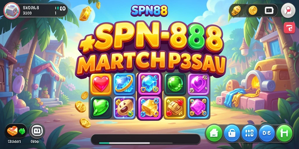 Tampilan permainan SPN88 dengan gameplay Match-3 yang menarik.
