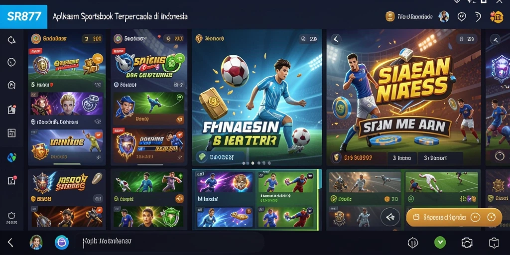 Screenshot utama SR877 menunjukkan tampilan taruhan olahraga yang interaktif.