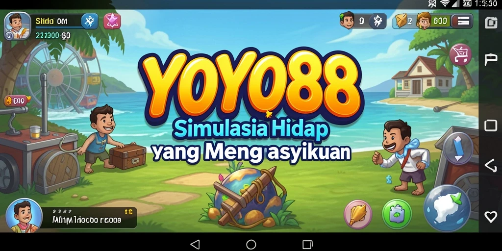 Tampilan gameplay <strong>YOYO88</strong> dengan karakter yang berinteraksi dalam berbagai aktivitas.